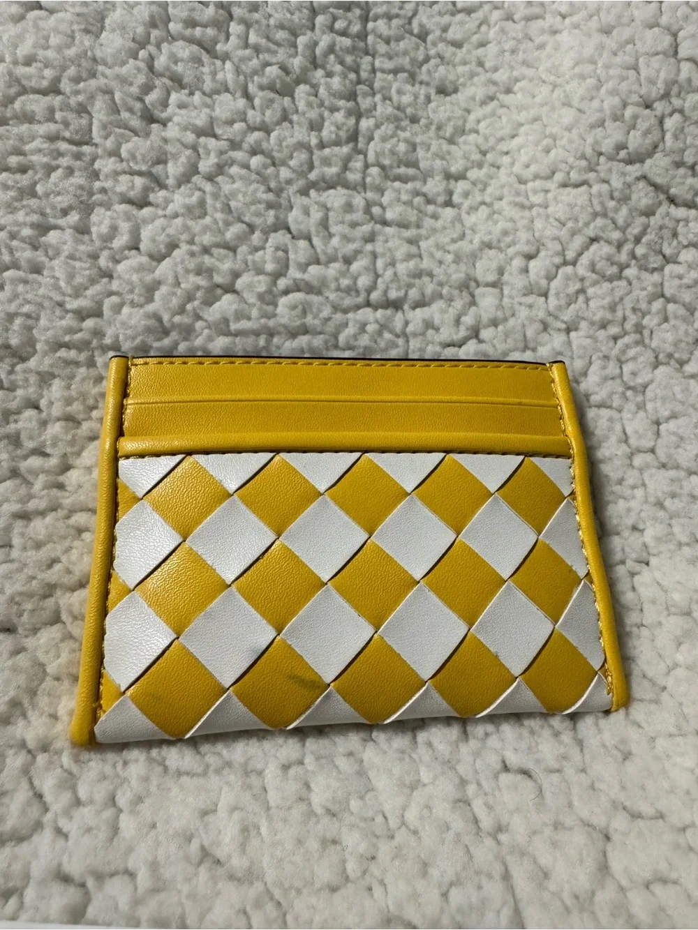 Michael Kors Yellow & White Checkerboard MK Logo Card Case